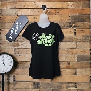 SALE-Fashion gear women's turtle funny black short sleeve shirt size M/L